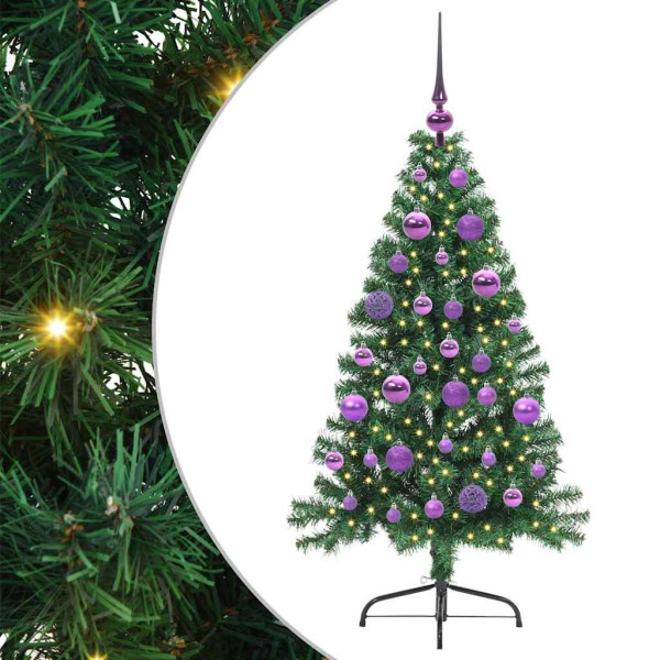 Árbol de Navidad artificial pre-iluminado Verde 120 cm PVC M 2