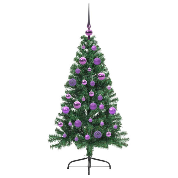 Árbol de Navidad artificial pre-iluminado Verde 120 cm PVC M 4