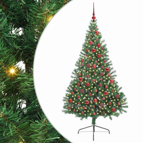 Árbol de Navidad Artificial Preiluminado Verde 180 cm PVC M 2
