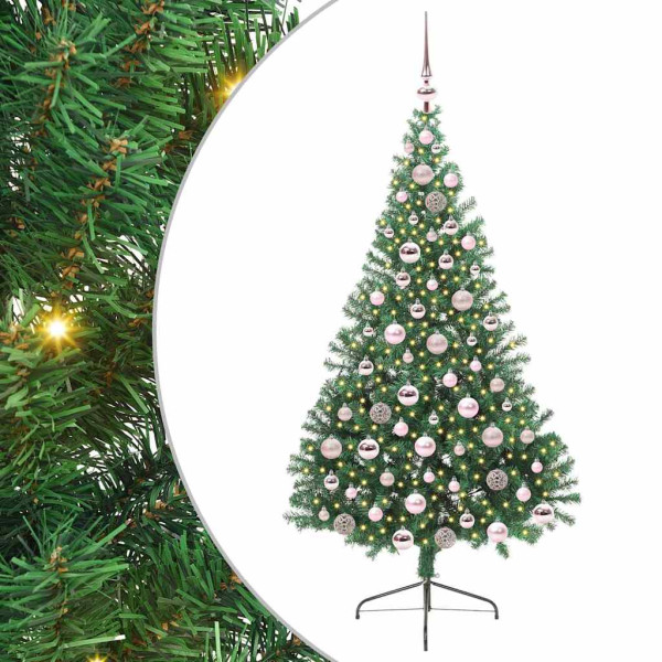 Árbol de Navidad Artificial Preiluminado Verde 180 cm PVC M 2