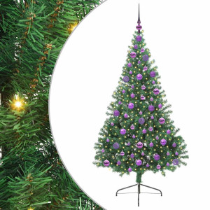 Árbol de Navidad Artificial Preiluminado Verde 180 cm PVC H
