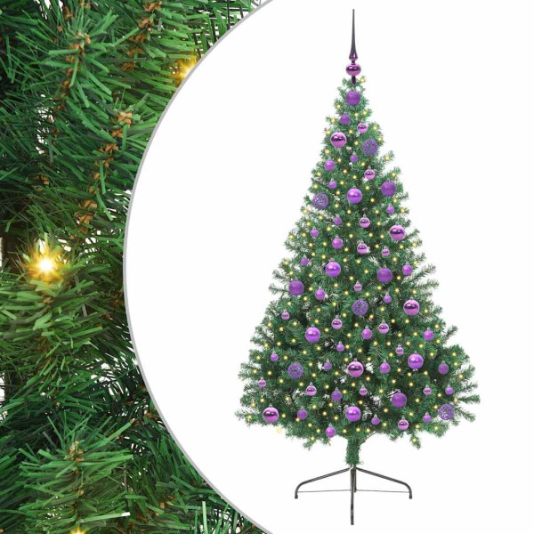 Árbol de Navidad Artificial Preiluminado Verde 180 cm PVC M 2