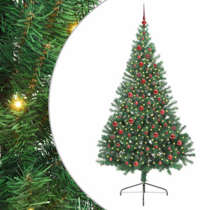 Árbol de Navidad Artificial Preiluminado Verde 210 cm PVC H