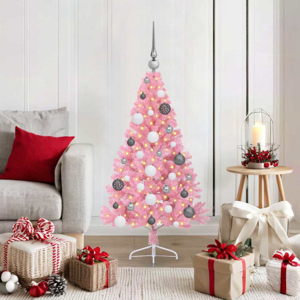 Árbol de Navidad Artificial Preiluminado Rosa 120 cm PVC D