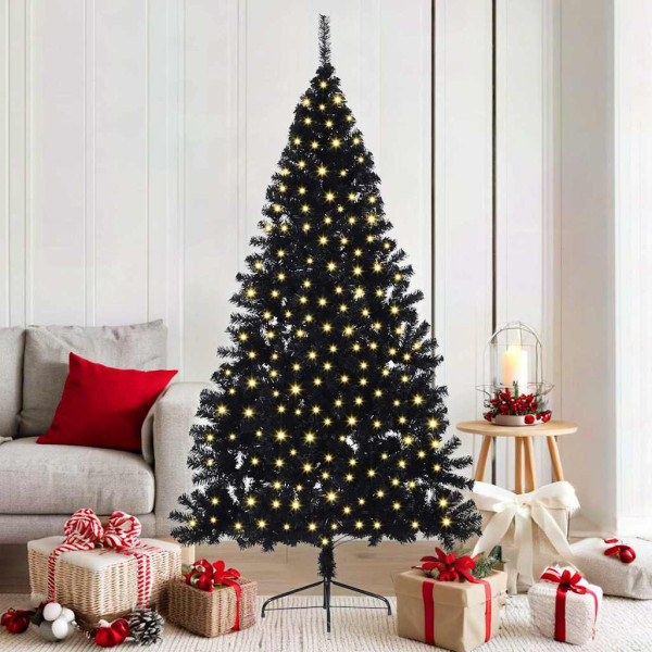 Árbol de Navidad Artificial Preiluminado Negro 180 cm PVC D