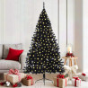 Árbol de Navidad Artificial Preiluminado Negro 180 cm PVC 1