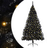 Árbol de Navidad Artificial Preiluminado Negro 180 cm PVC 2