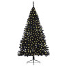 Árbol de Navidad Artificial Preiluminado Negro 180 cm PVC 3