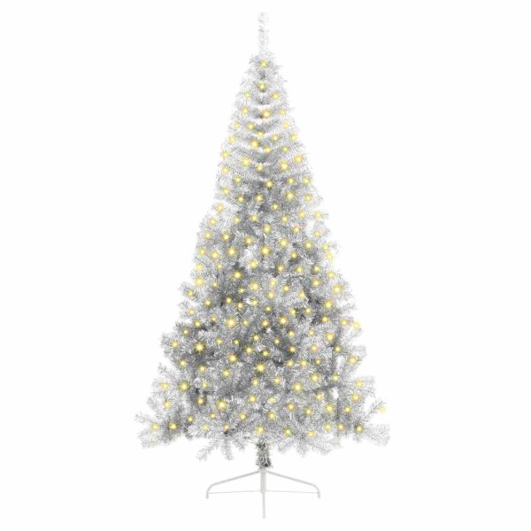 Árbol de Navidad Artificial Preiluminado Plateado 210 cm PET M 3