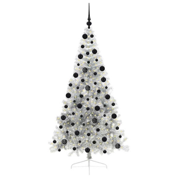 Árbol de Navidad Artificial Preiluminado Plateado 210 cm PET M 3