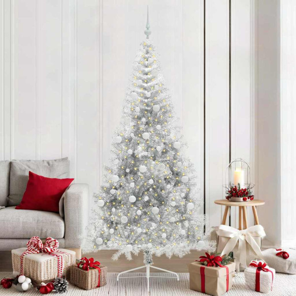 Árbol de Navidad Artificial Preiluminado Plateado 210 cm PET D
