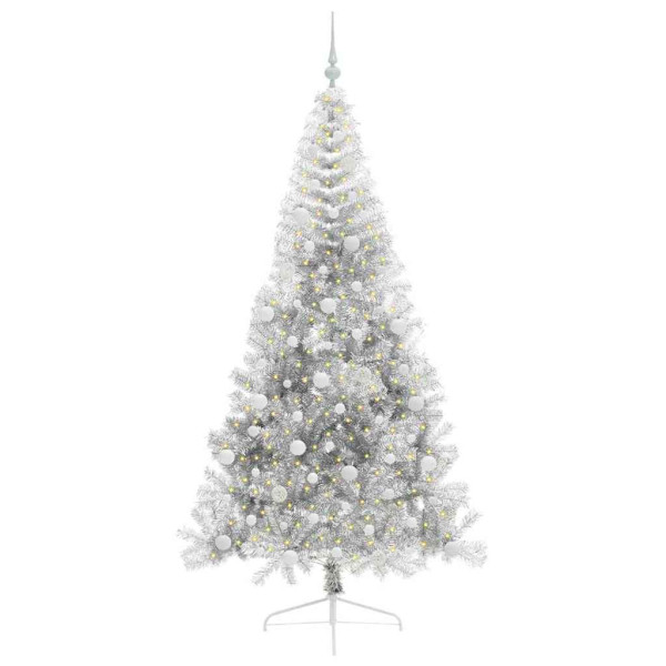 Árbol de Navidad Artificial Preiluminado Plateado 210 cm PET M 3