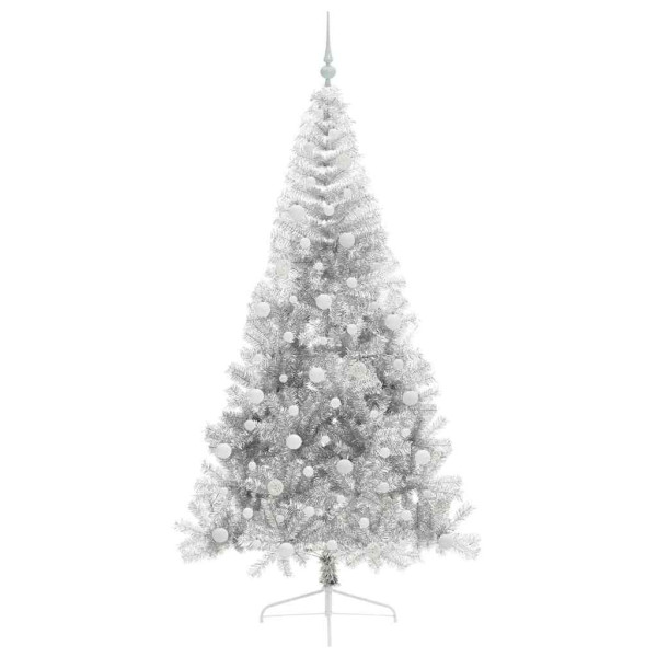 Árbol de Navidad Artificial Preiluminado Plateado 210 cm PET M 4