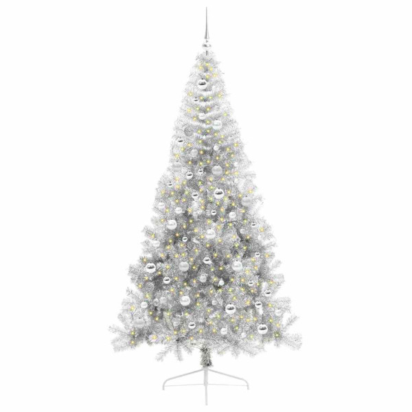 Árbol de Navidad Artificial Preiluminado Plateado 210 cm PET M 3