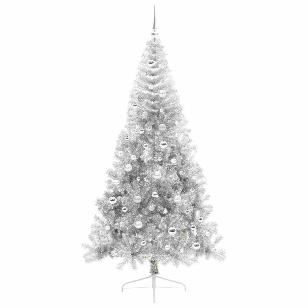 Árbol de Navidad Artificial Preiluminado Plateado 210 cm PET M 4