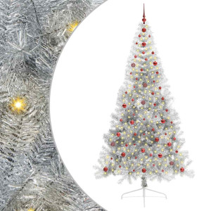 Árbol de Navidad Artificial Preiluminado Plateado 240 cm PET H