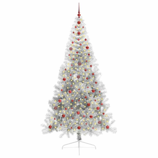 Árbol de Navidad Artificial Preiluminado Plateado 240 cm PET M 3