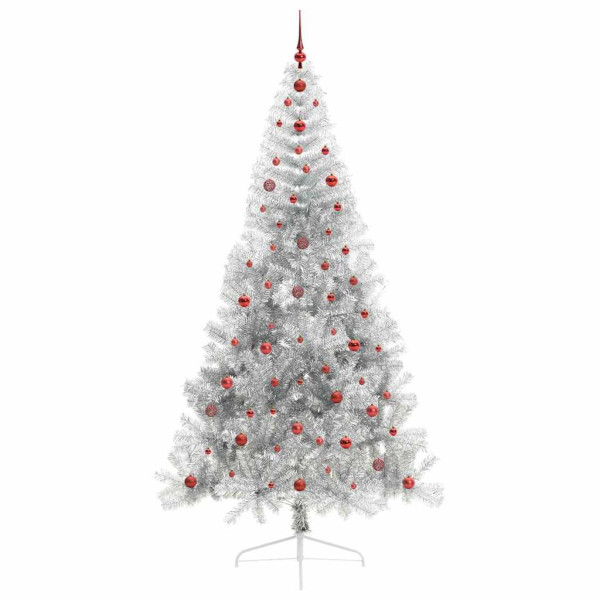 Árbol de Navidad Artificial Preiluminado Plateado 240 cm PET M 4