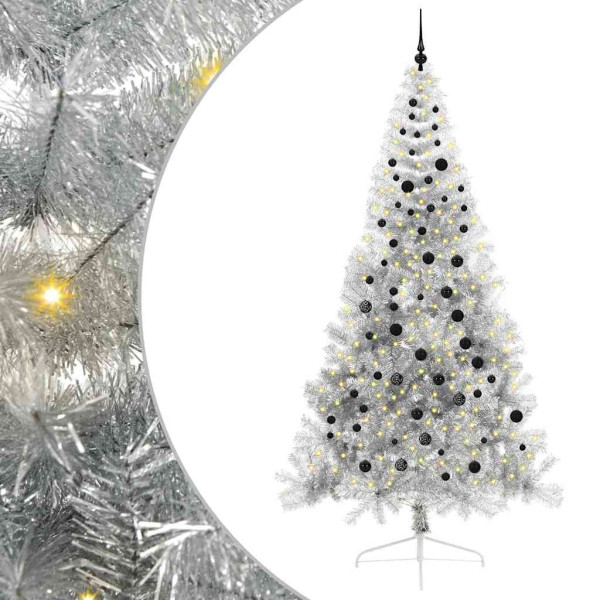 Árbol de Navidad Artificial Preiluminado Plateado 240 cm PET D
