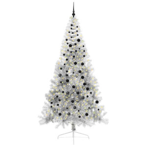 Árbol de Navidad Artificial Preiluminado Plateado 240 cm PET H