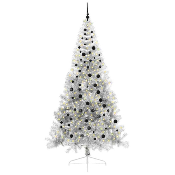 Árbol de Navidad Artificial Preiluminado Plateado 240 cm PET M 2