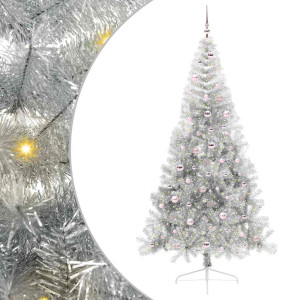 Árbol de Navidad Artificial Preiluminado Plateado 240 cm PET H