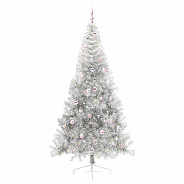 Árbol de Navidad Artificial Preiluminado Plateado 240 cm PET M 3