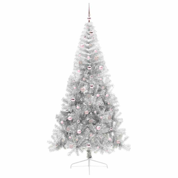 Árbol de Navidad Artificial Preiluminado Plateado 240 cm PET M 4
