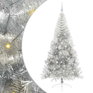 Árbol de Navidad Artificial Preiluminado Plateado 240 cm PET H