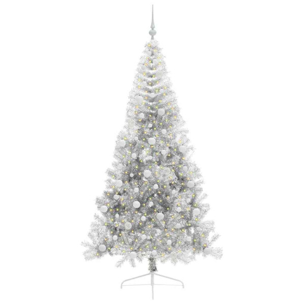 Árbol de Navidad Artificial Preiluminado Plateado 240 cm PET M 3