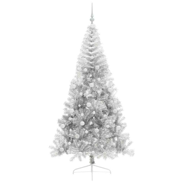 Árbol de Navidad Artificial Preiluminado Plateado 240 cm PET M 4
