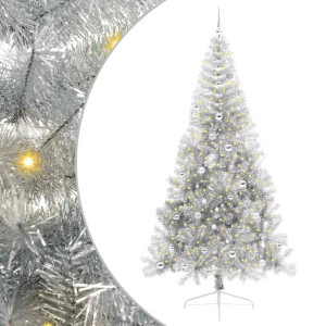 Árbol de Navidad Artificial Preiluminado Plateado 240 cm PET H