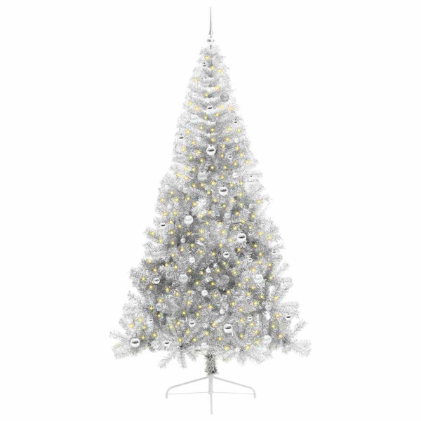 Árbol de Navidad Artificial Preiluminado Plateado 240 cm PET M 3