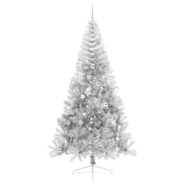 Árbol de Navidad Artificial Preiluminado Plateado 240 cm PET M 4