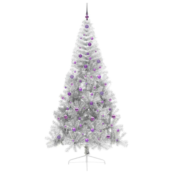 Árbol de Navidad Artificial Preiluminado Plateado 240 cm PET M 4