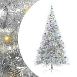 Árbol de Navidad Artificial Preiluminado Plateado 240 cm PET H
