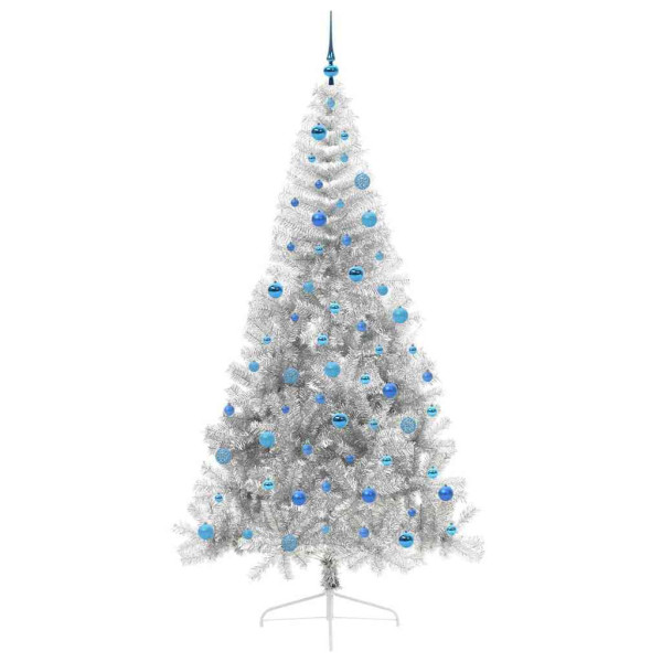 Árbol de Navidad Artificial Preiluminado Plateado 240 cm PET M 4
