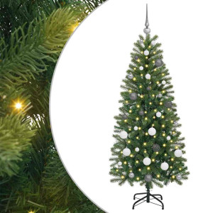 Árbol de Navidad artificial con 150 LED Verde 150 cm PE y PVC H