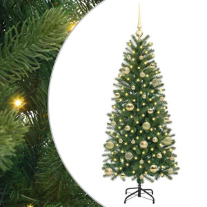 Árbol de Navidad artificial con 150 LED Verde 150 cm PE y PVC H