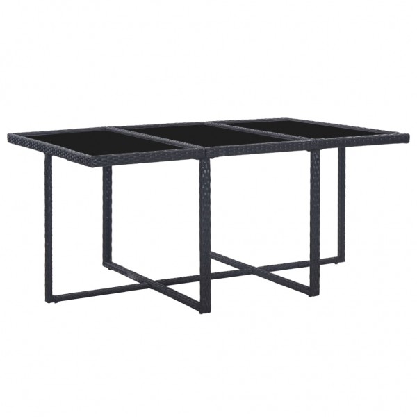 11 pcs conjunto jantar exterior com almofadões vime PE preto M 4