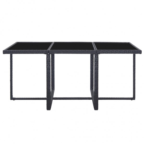 11 pcs conjunto jantar exterior com almofadões vime PE preto M 5