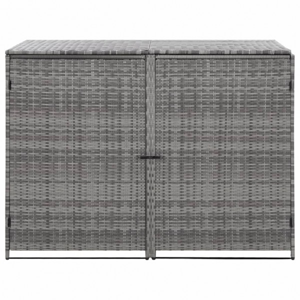 Cobertizo doble para contenedor ratán PE gris 148x77x111 cm M 4