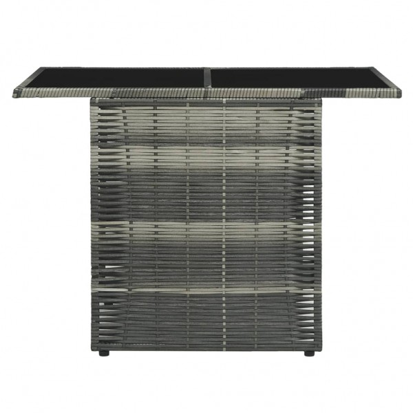 3 pcs conjunto bistrô com almofadões vime PE cinzento M 5