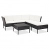 6 pcs conjunto lounge de jardim c/ almofadões vime PE preto 1