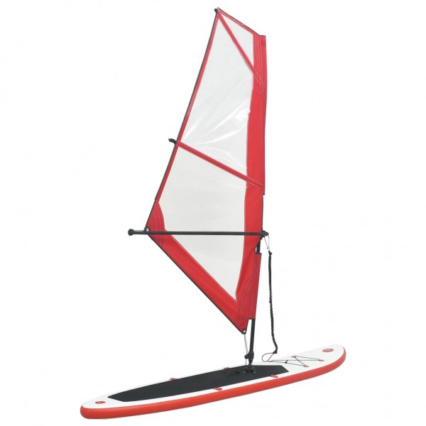 Tabla de paddle surf inflable con vela roja y blanca D