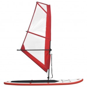 Conjunto prancha paddle SUP insuflável c/ vela vermelho/branco H