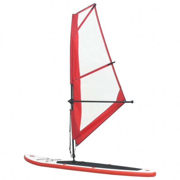 Conjunto prancha paddle SUP insuflável c/ vela vermelho/branco M 3