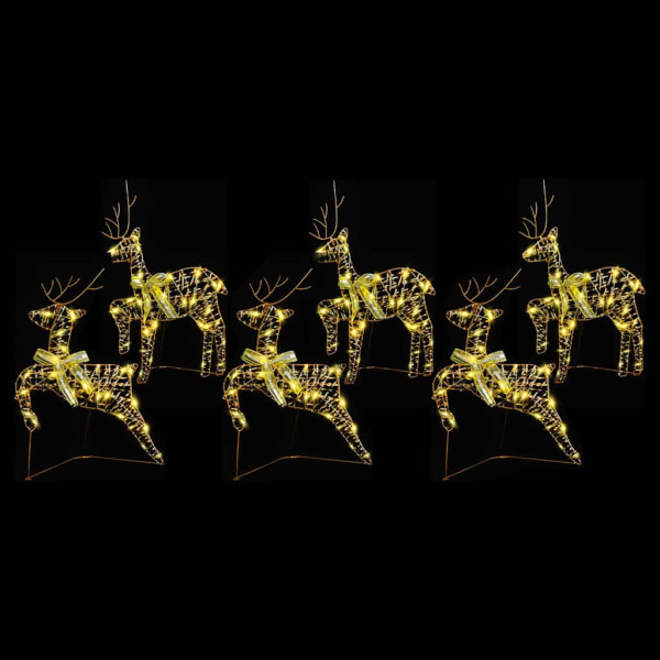 Renos LED con 180 LED 6 pcs Dorado 64 x 42 x 15 cm PET M 3