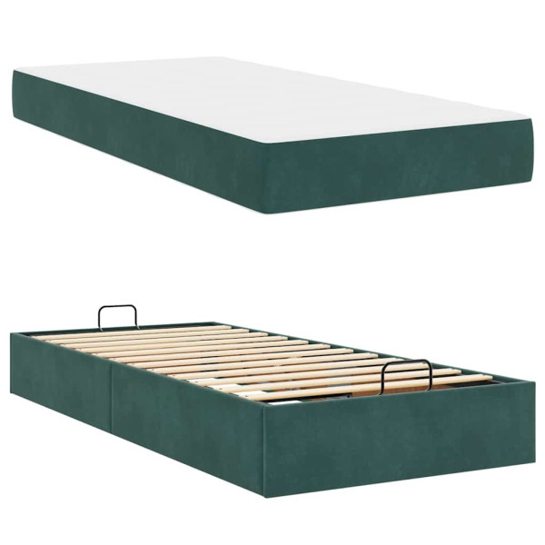 Estructura de cama Verde oscuro 90 x 190 cm Terciopelo M 5