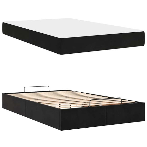Estructura de cama con colchón Negro 120 x 190 cm Terciopelo M 5